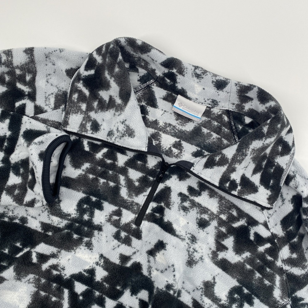 Columbia Fast Trek 2 Pullover Mens XXL Black Fleece‎ 1/4 Zip Geometric Abstract